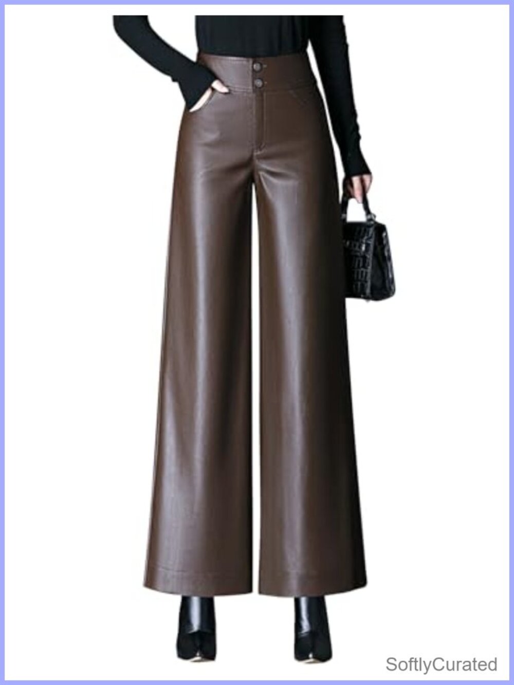 Faux Leather High Waist Wide Leg Palazzo Pants